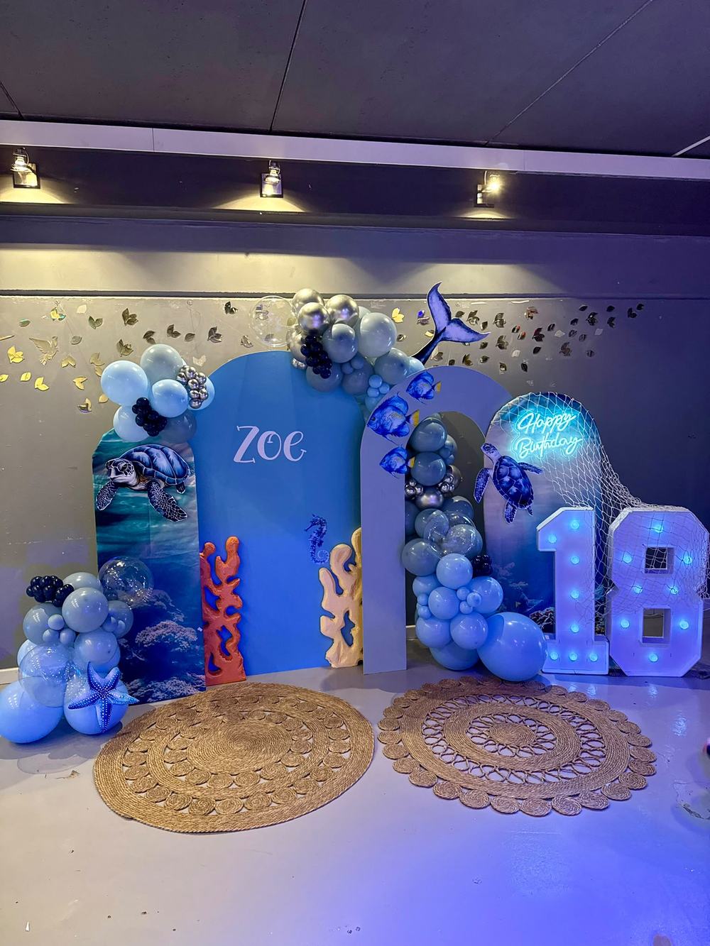 18 cumpleaños temática sirena en azul